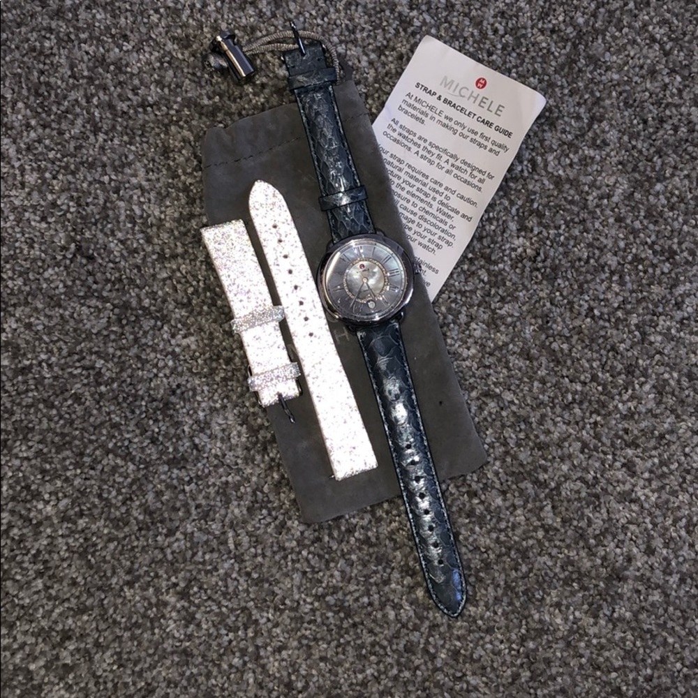 Michele Watch with diamonds and two straps.